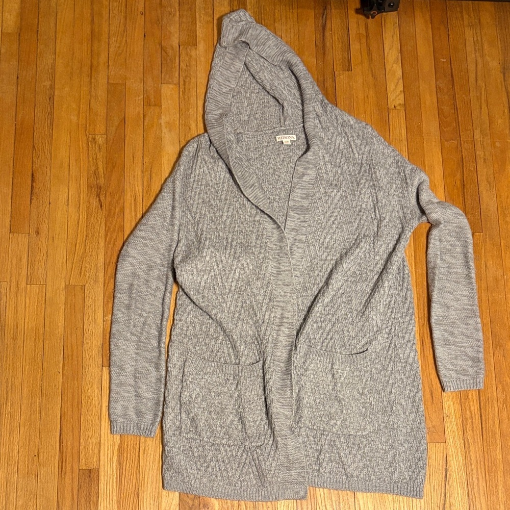 Merona Light Gray Hooded Open-Front Women's Cardigan